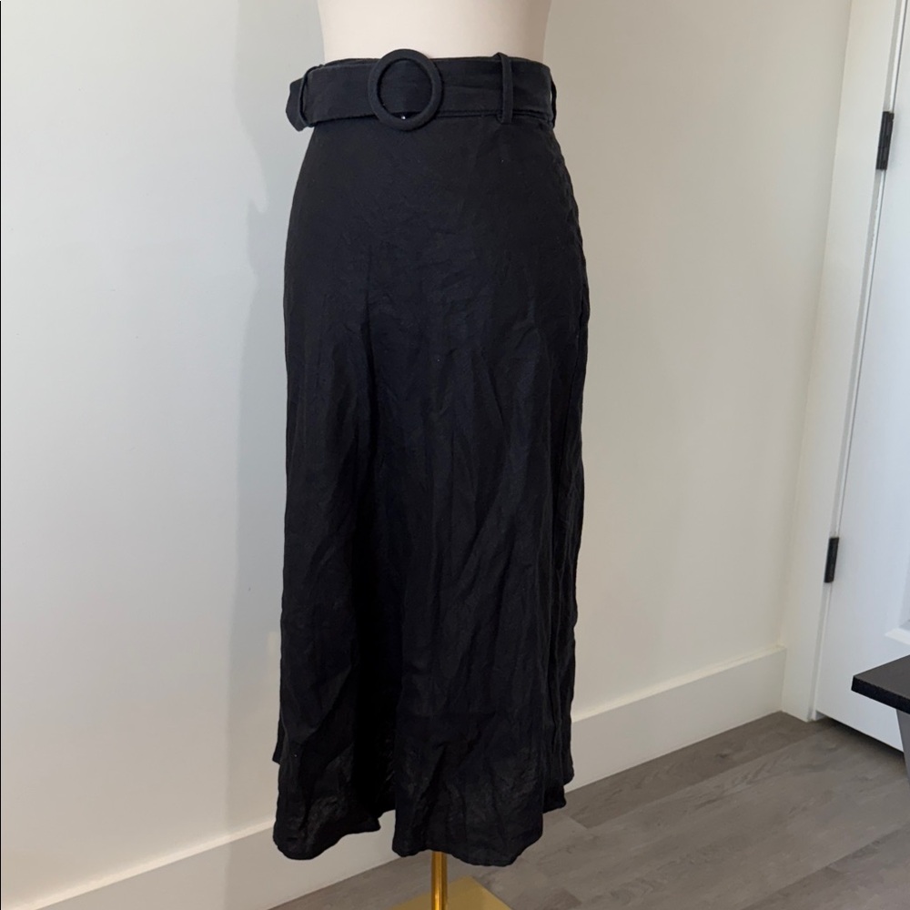 Mango 100% lining Black Midi Skirt with Belt